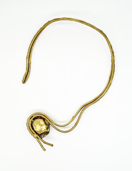 Vintage Amethyst Artisan Brass Metal Art Choker Necklace - Amarcord Vintage Fashion
 - 10