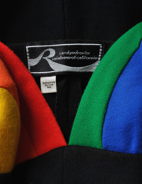 Rainbow of California Vintage Wool Colorblock Rainbow Bust Dress