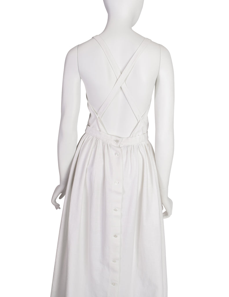 Ralph Lauren Vintage White Cotton Blue Stripe Countryside Apron Dress Amarcord Vintage Fashion Ralph Lauren Vintage White Cotton Blue Stripe Countryside Apron Dress Amarcord Vintage Fashion