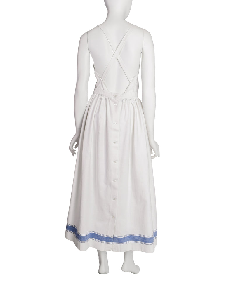 Ralph Lauren Vintage White Cotton Blue Stripe Countryside Apron Dress – Amarcord Vintage Fashion