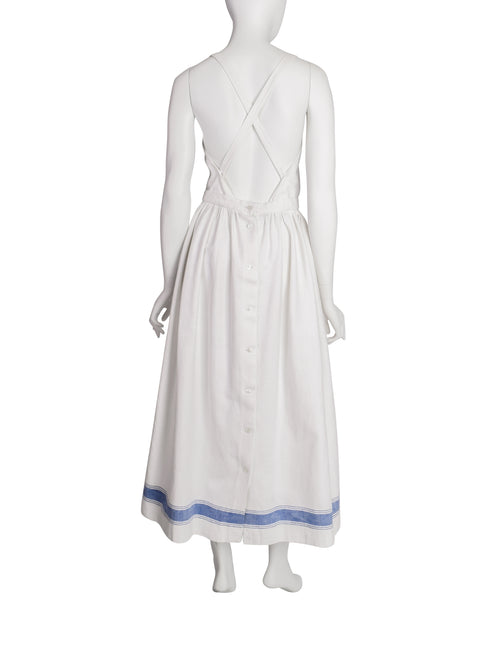 Ralph Lauren Vintage White Cotton Blue Stripe Countryside Apron Dress – Amarcord Vintage Fashion Ralph Lauren Vintage White Cotton Blue Stripe Countryside Apron Dress – Amarcord Vintage Fashion