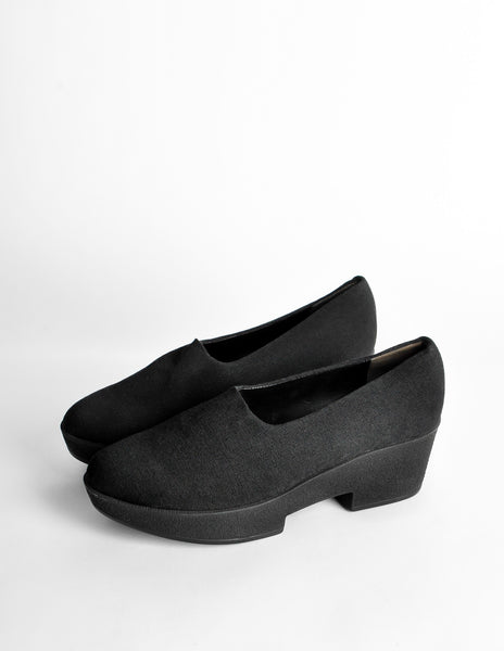 Robert Clergerie Vintage 'Vigny' Black Stretch Platform Shoes