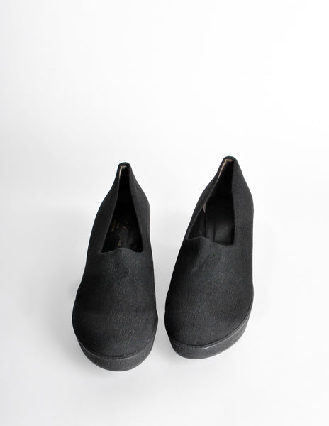 Robert Clergerie Vintage 'Vigny' Black Stretch Platform Shoes