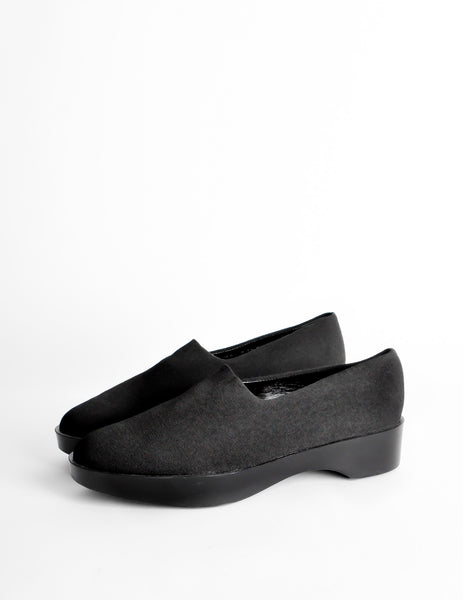 Robert Clergerie Vintage Black Stretch Platform Slip On Shoes