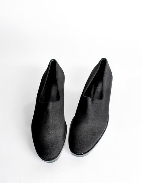 Robert Clergerie Vintage Black Stretch Platform Slip On Shoes