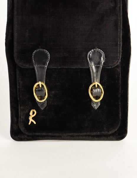 Roberta di Camerino Vintage Corduroy Velvet Flat Buckle Bag - Amarcord Vintage Fashion
 - 3