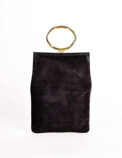 Roberta di Camerino Vintage Corduroy Velvet Flat Buckle Bag - Amarcord Vintage Fashion
 - 8