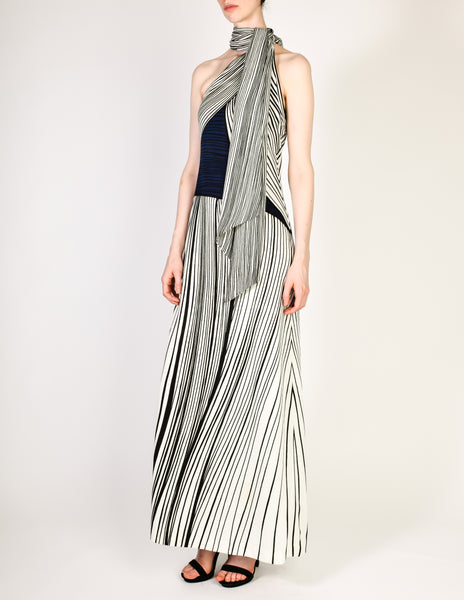 Roberta di Camerino Vintage Trompe L'oeil Graphic Maxi Dress