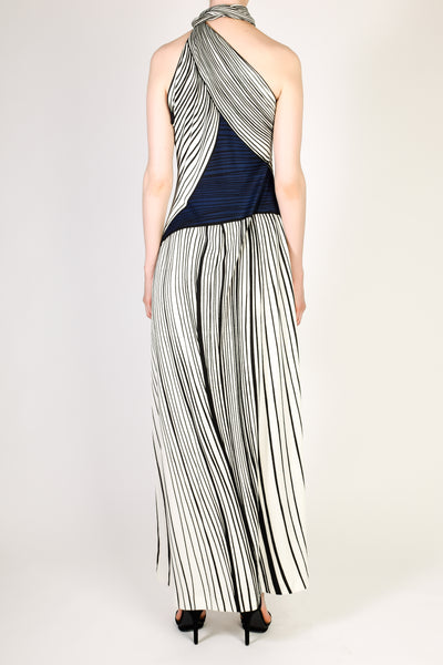 Roberta di Camerino Vintage Trompe L'oeil Graphic Maxi Dress