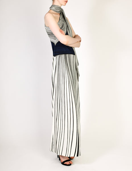 Roberta di Camerino Vintage Trompe L'oeil Graphic Maxi Dress