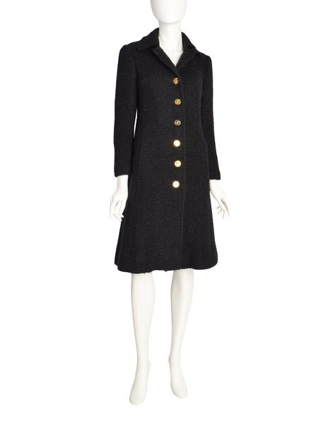 Roberta di Camerino Vintage 1978 Black Boucle Wool Coat
