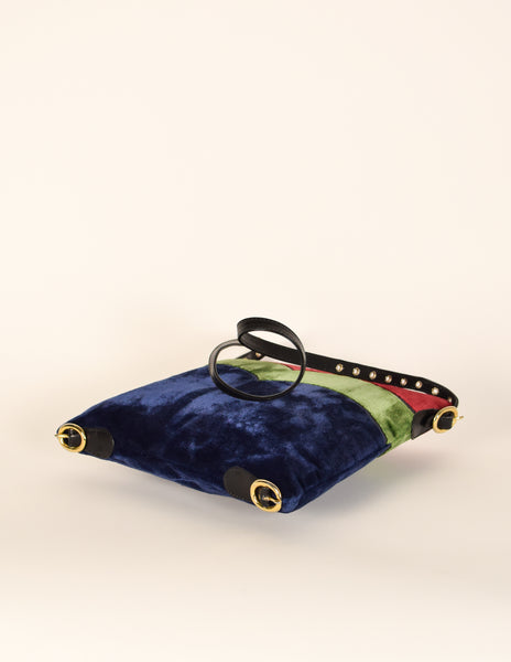 Roberta di Camerino Vintage Red Green and Blue Velvet Shoulder Bag