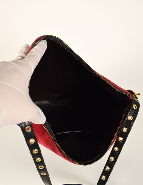 Roberta di Camerino Vintage Red Green and Blue Velvet Shoulder Bag