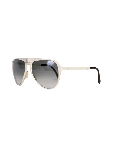 Roberta di Camerino Vintage 1970s White Aviator Folding Sunglasses R27