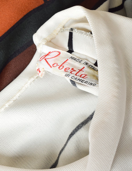 Roberta di Camerino Vintage 1975 Multicolor Trompe L'oeil Maxi Dress