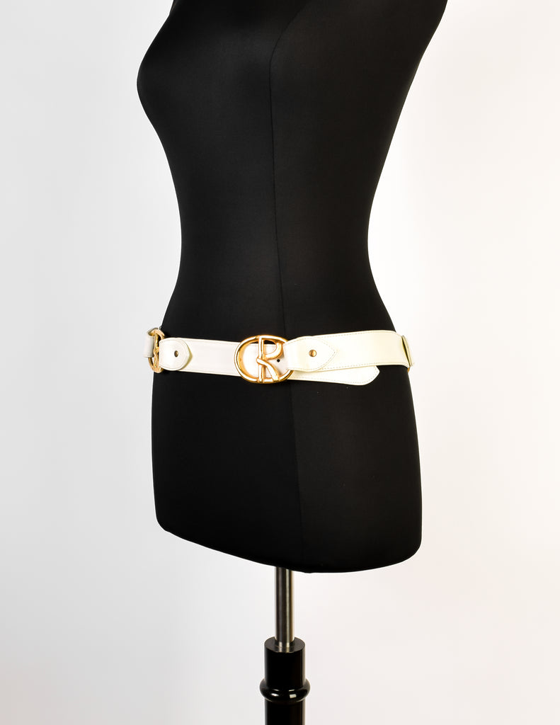 Roberta di Camerino Vintage White Leather Brass R Logo Belt – Amarcord ...