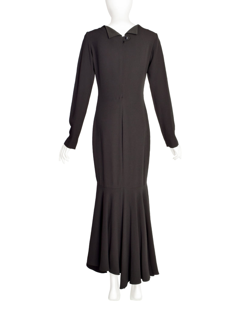 Romeo Gigli Vintage AW 1995 Black Hourglass Trumpet Flare Dress Amarcord Vintage Fashion Romeo Gigli Vintage AW 1995 Black Hourglass Trumpet Flare Dress Amarcord Vintage Fashion