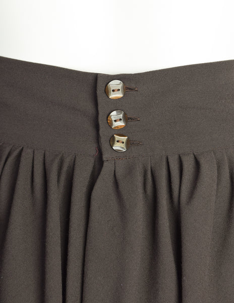 Romeo Gigli Vintage 1980s Deepest Brown Wool Crepe Draping Tulip Cocoon Skirt