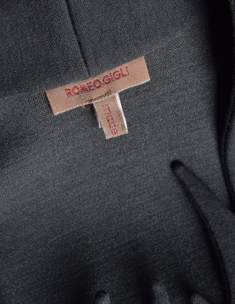 Romeo Gigli Vintage AW 1990 Neck of Flames Grey Bodycon Mini Dress