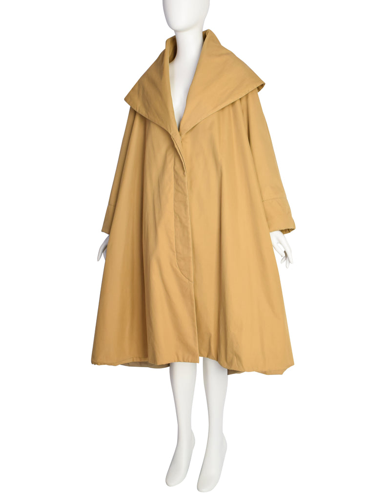Romeo Gigli Vintage 1990 Mustard Seed Khaki Oversized Shawl Collar Hoo –  Amarcord Vintage Fashion