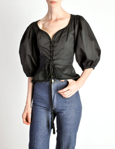 Saint Laurent Vintage Russian Collection Black Corset Top