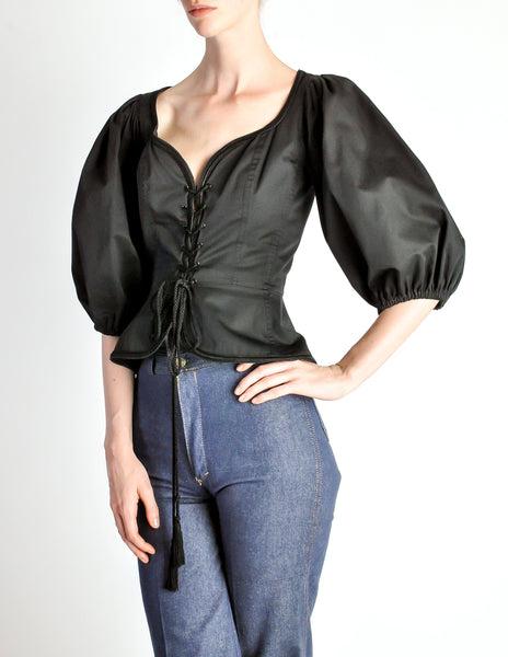 Saint Laurent Vintage Russian Collection Black Corset Top
