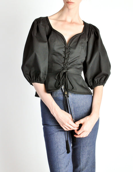 Saint Laurent Vintage Russian Collection Black Corset Top