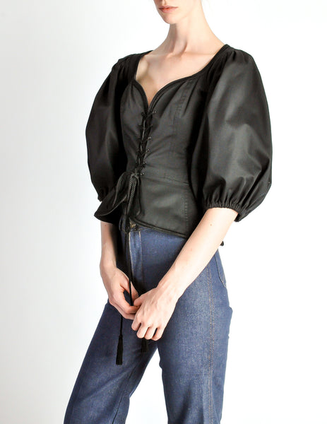 Saint Laurent Vintage Russian Collection Black Corset Top