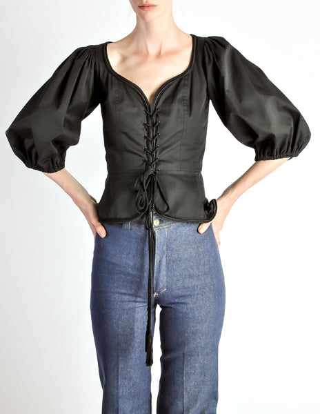 Saint Laurent Vintage Russian Collection Black Corset Top