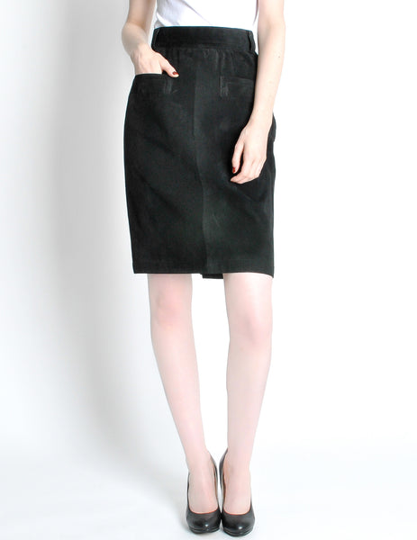 Saint Laurent Rive Gauche Vintage Black Suede Skirt - Amarcord Vintage Fashion
 - 4