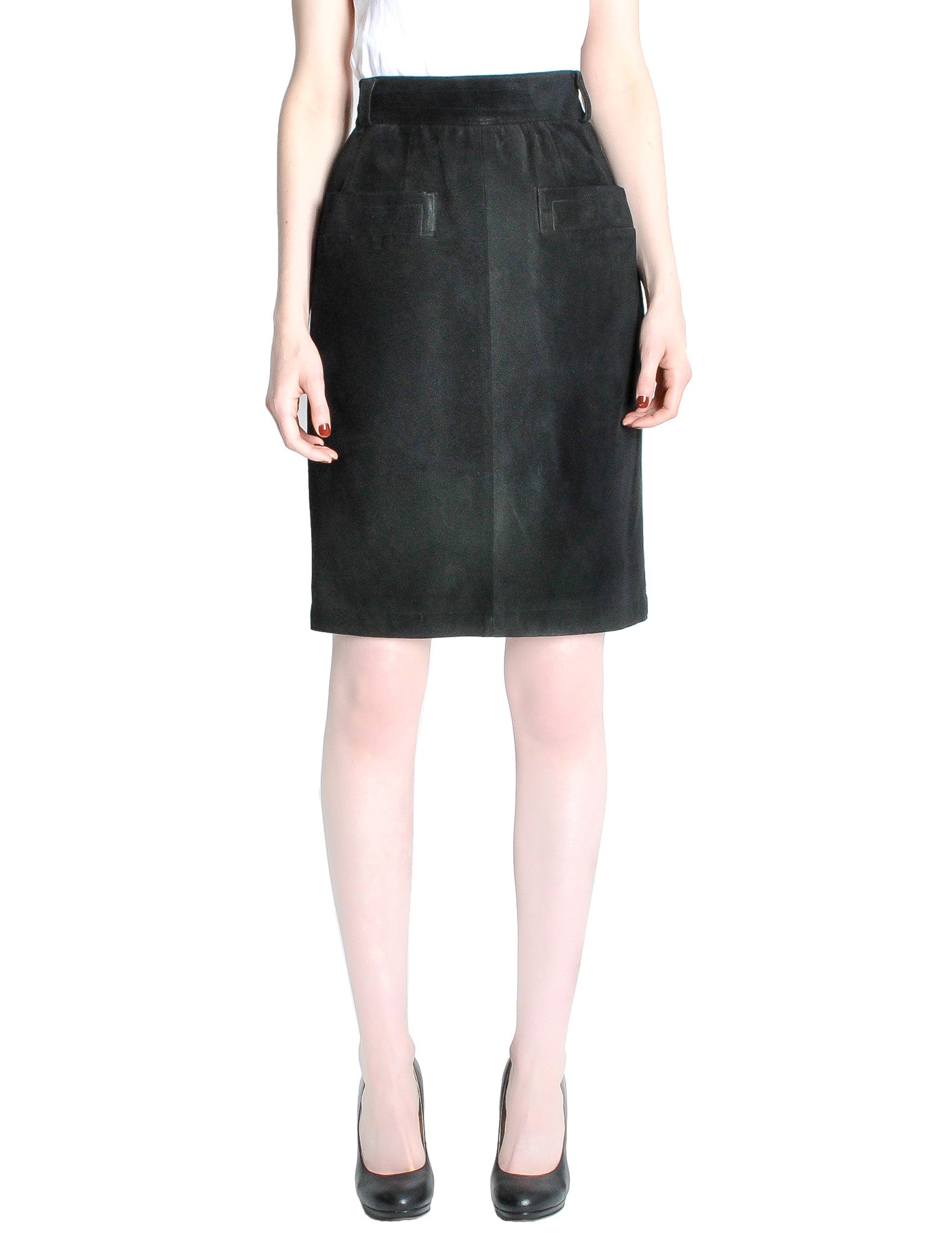 Saint Laurent Rive Gauche Vintage Black Suede Skirt - Amarcord Vintage Fashion
 - 1