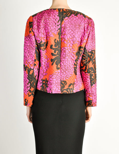 Saint Laurent Rive Gauche Vintage Quilted Silk Chrysanthemum Jacket - Amarcord Vintage Fashion
 - 8