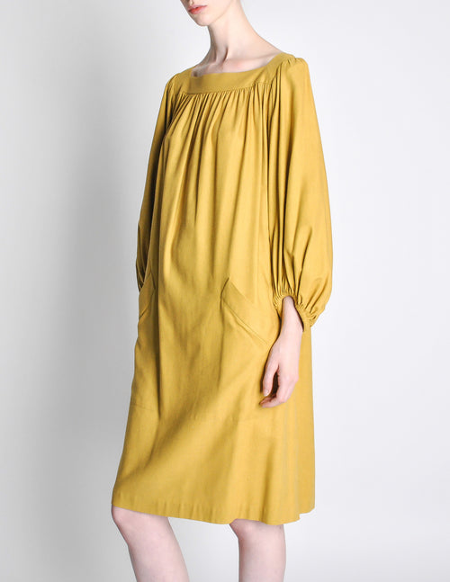 mustard yellow vintage dress Yves Saint Laurent Rive Gauche Vintage Mustard Yellow Silk Mumu Dress –  Amarcord Vintage Fashion