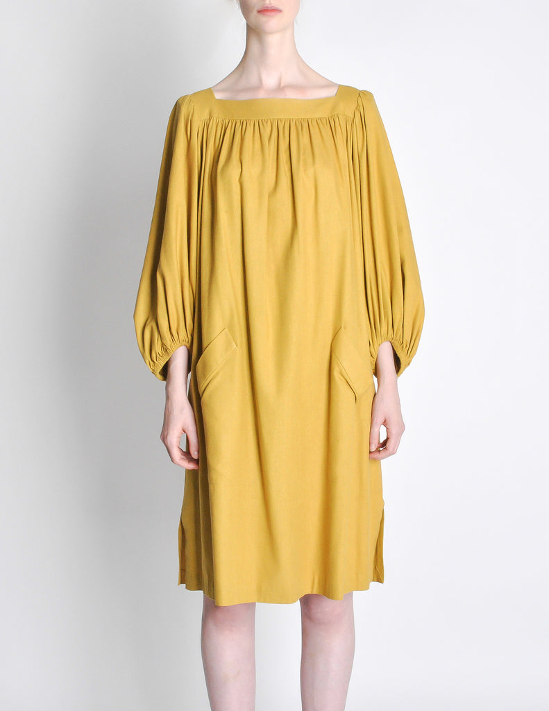 mustard yellow silk dress Yves Saint Laurent Rive Gauche Vintage Mustard Yellow Silk Mumu Dress –  Amarcord Vintage Fashion