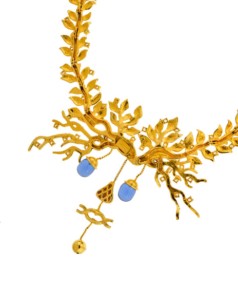 Salvador Dali Joies by Margot Townsend Vintage 2002 x 1949 'The Tree of Life' Gold Plated Branch Face Necklace