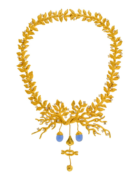 Salvador Dali Joies by Margot Townsend Vintage 2002 x 1949 'The Tree of Life' Gold Plated Branch Face Necklace
