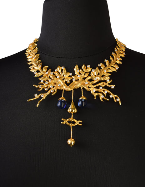 Salvador Dali Joies by Margot Townsend Vintage 2002 x 1949 'The Tree of Life' Gold Plated Branch Face Necklace