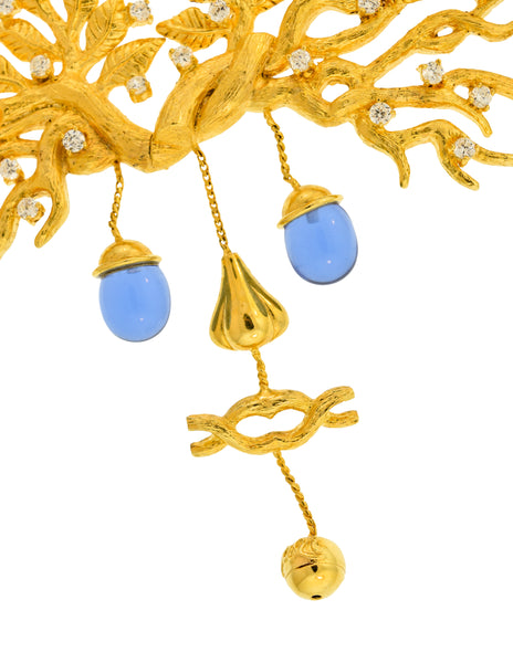 Salvador Dali Joies by Margot Townsend Vintage 2002 x 1949 'The Tree of Life' Gold Plated Branch Face Necklace