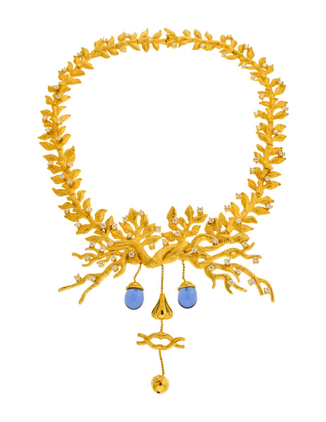 Salvador Dali Joies by Margot Townsend Vintage 2002 x 1949 'The Tree of Life' Gold Plated Branch Face Necklace