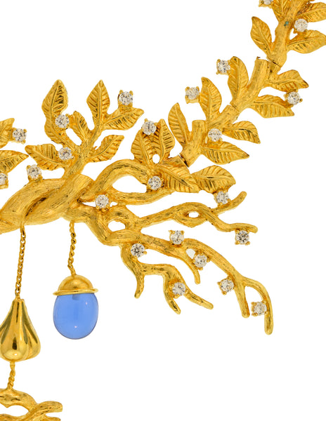 Salvador Dali Joies by Margot Townsend Vintage 2002 x 1949 'The Tree of Life' Gold Plated Branch Face Necklace