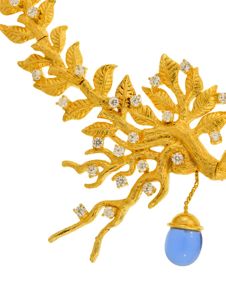 Salvador Dali Joies by Margot Townsend Vintage 2002 x 1949 'The Tree of Life' Gold Plated Branch Face Necklace