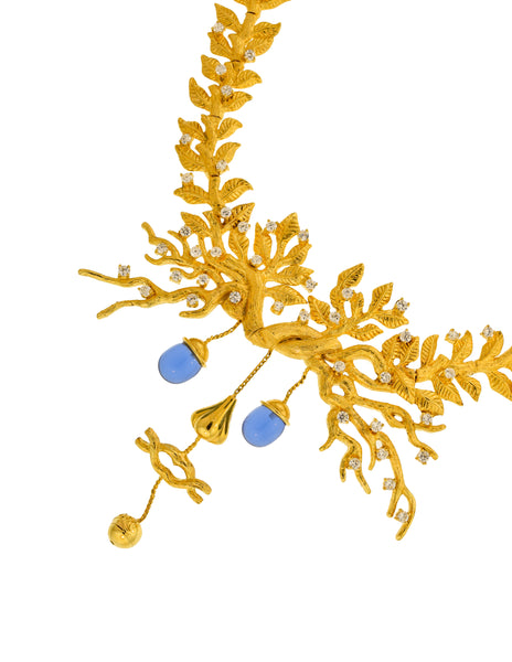 Salvador Dali Joies by Margot Townsend Vintage 2002 x 1949 'The Tree of Life' Gold Plated Branch Face Necklace