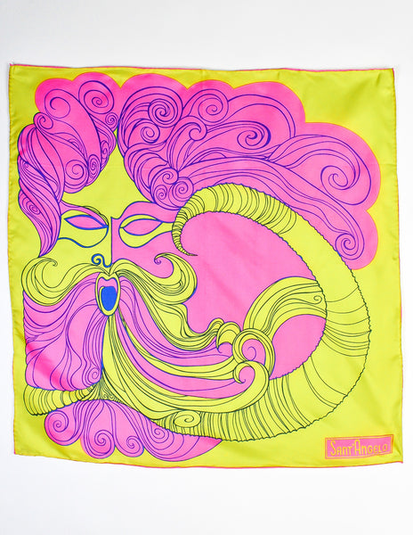 Sant'Angelo Vintage Hot Pink and Chartreuse Silk Scarf - Amarcord Vintage Fashion
 - 6