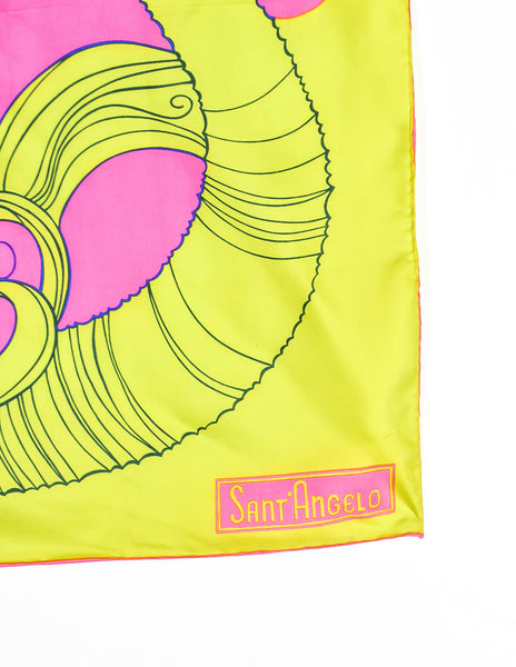 Sant'Angelo Vintage Hot Pink and Chartreuse Silk Scarf - Amarcord Vintage Fashion
 - 7