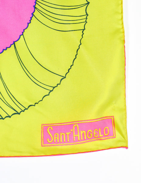 Sant'Angelo Vintage Hot Pink and Chartreuse Silk Scarf - Amarcord Vintage Fashion
 - 3