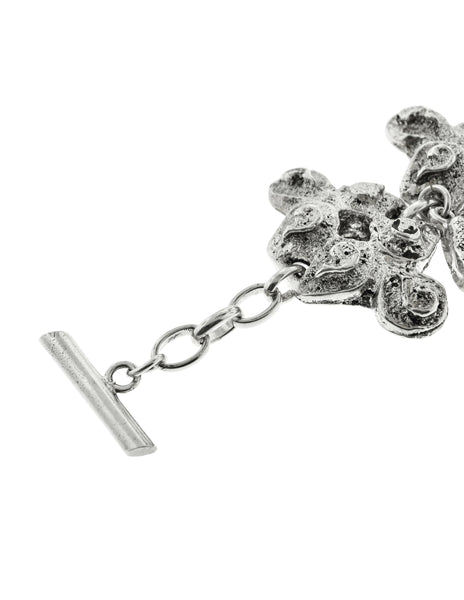 Satellite Paris Vintage Silver Etruscan Textured Dangling Charm Bracelet