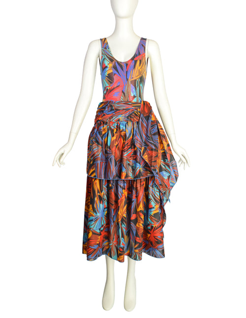 Jean-Louis Scherrer Vintage Tropical Metallic Swimsuit and Skirt Ensem –  Amarcord Vintage Fashion