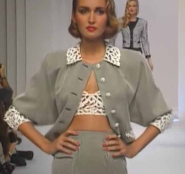 Valentino Vintage SS 1995 Ivory Leather Embroidered Cut Out Bralette Top
