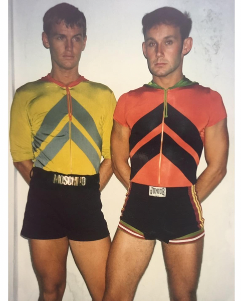 Junior Gaultier Vintage SS 1990 Sporty Beige Green Yellow Black V Stripe Stretch Body Con Mini Dress
