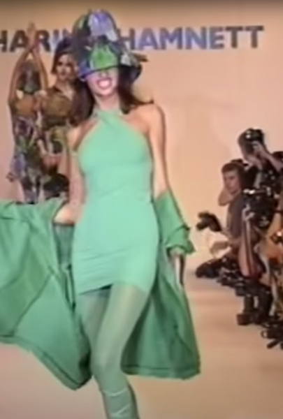 Katharine Hamnett Vintage SS 1991 Sexy Moss Green Halter Ultra Body Con Mini Dress
